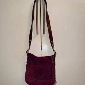 Vintage Coach Crossbody Shoulder bag, burgundy, suede, with thrill